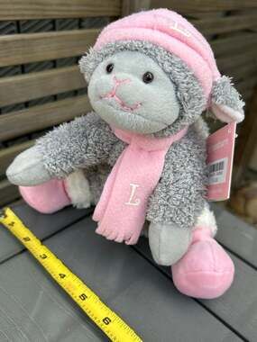Lela The Gray Sheep plush with pink hat,scarf and booties from DressBarn 2005